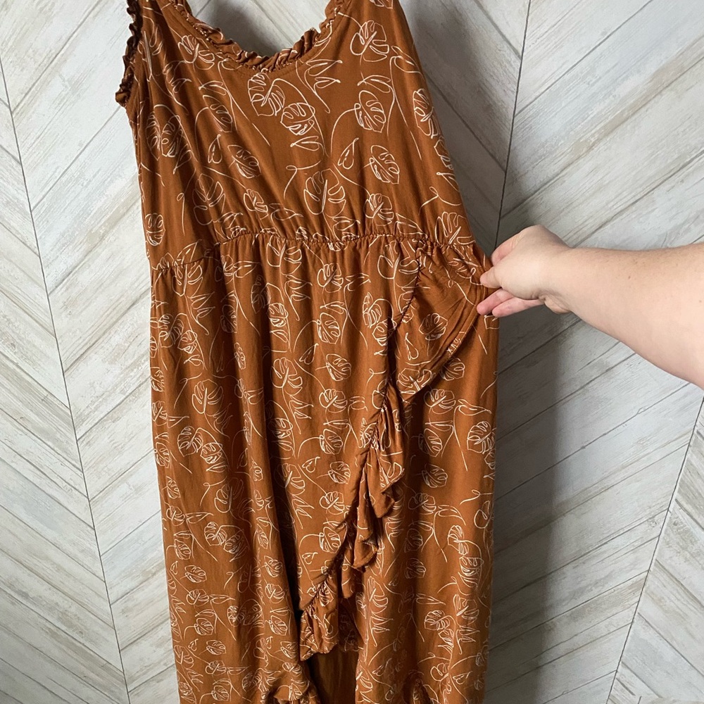 Orange Asymmetrical Ruffled Sundress - Picture 2 of 9